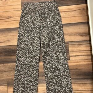 Leopard Print Wide-Leg Pants